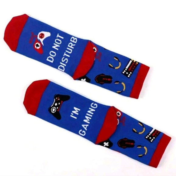 Red white blue mens crew socks Do Not Disturb I’m Gaming computer gamer gift - Picture 5 of 9
